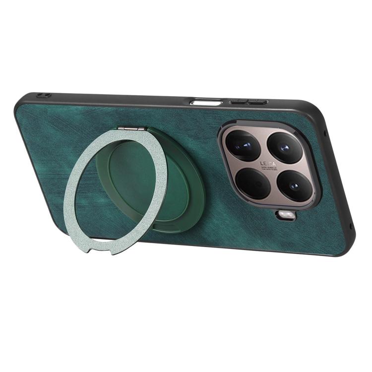 For Xiaomi 15T Pro Retro Leather Rotation Round Holder Phone Case