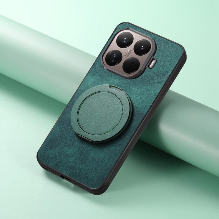 For Xiaomi 15T Pro Retro Leather Rotation Round Holder Phone Case