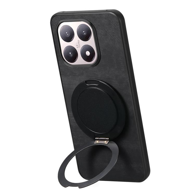 For Xiaomi 17 Retro Leather Rotation Round Holder Phone Case