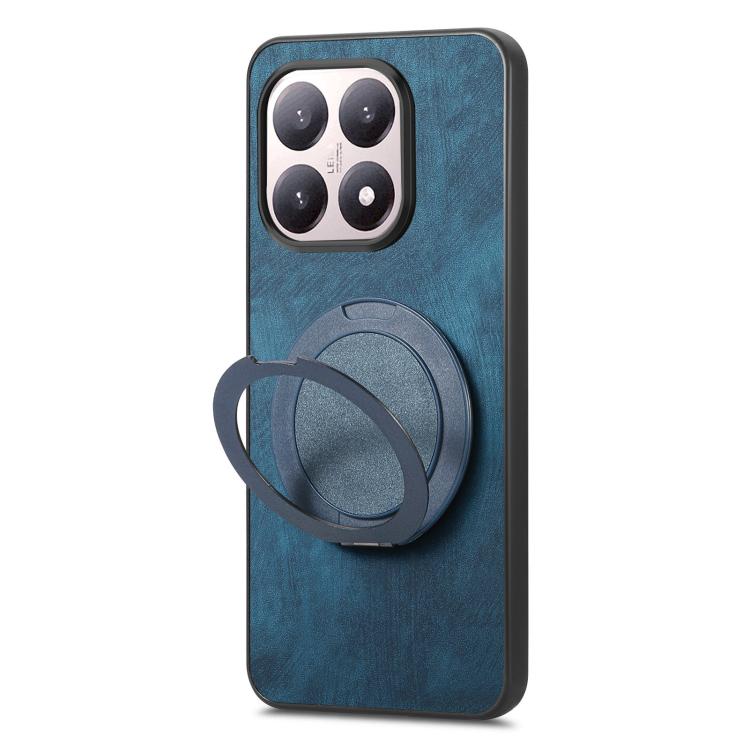 For Xiaomi 17 Retro Leather Rotation Round Holder Phone Case