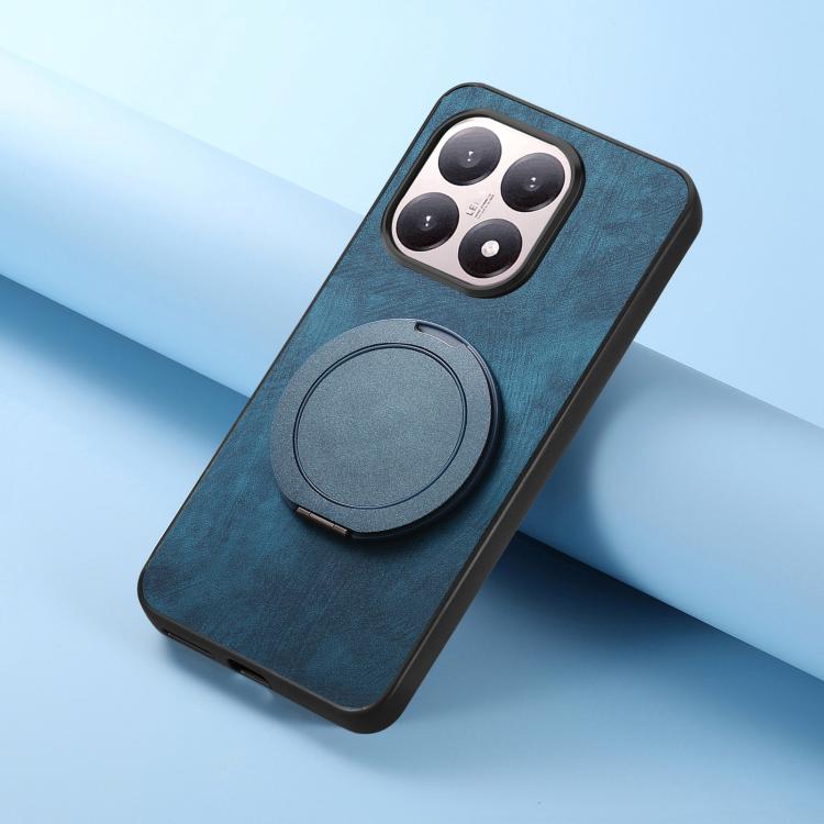 For Xiaomi 17 Retro Leather Rotation Round Holder Phone Case