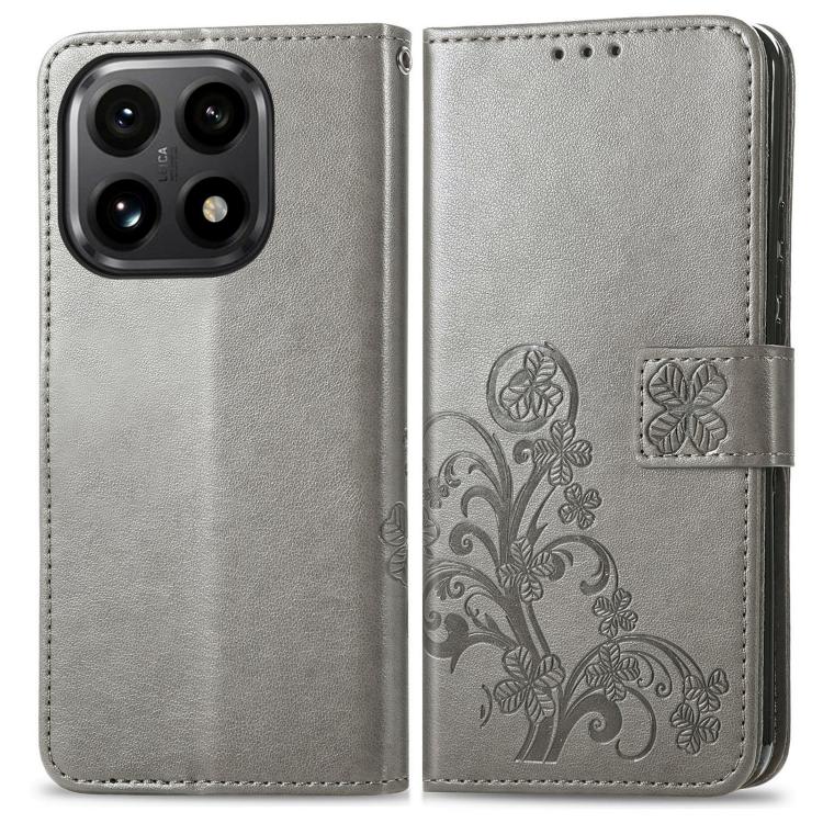 For Xiaomi 15T Four-leaf Clasp Embossed Buckle Leather Phone Case
