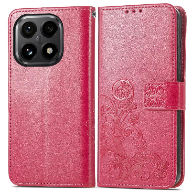 For Xiaomi 15T Four-leaf Clasp Embossed Buckle Leather Phone Case