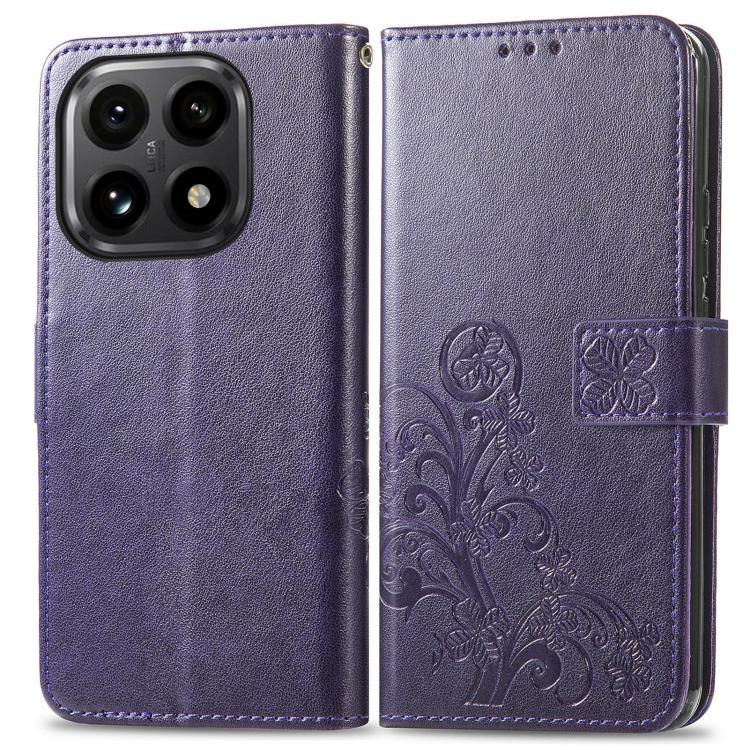 For Xiaomi 15T Four-leaf Clasp Embossed Buckle Leather Phone Case