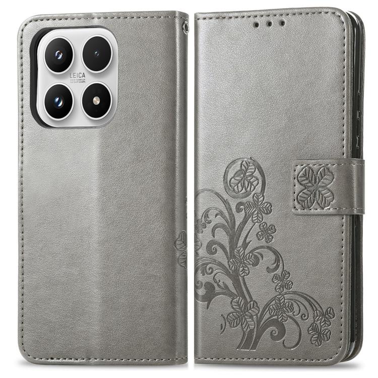 For Xiaomi 17 Four-leaf Clasp Embossed Buckle Leather Phone Case