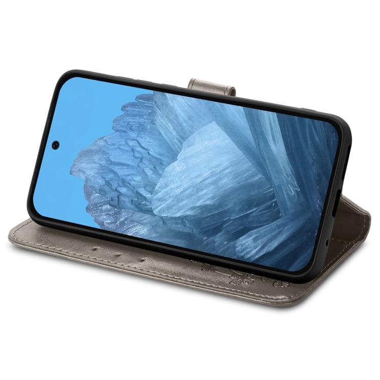For Xiaomi 17 Four-leaf Clasp Embossed Buckle Leather Phone Case