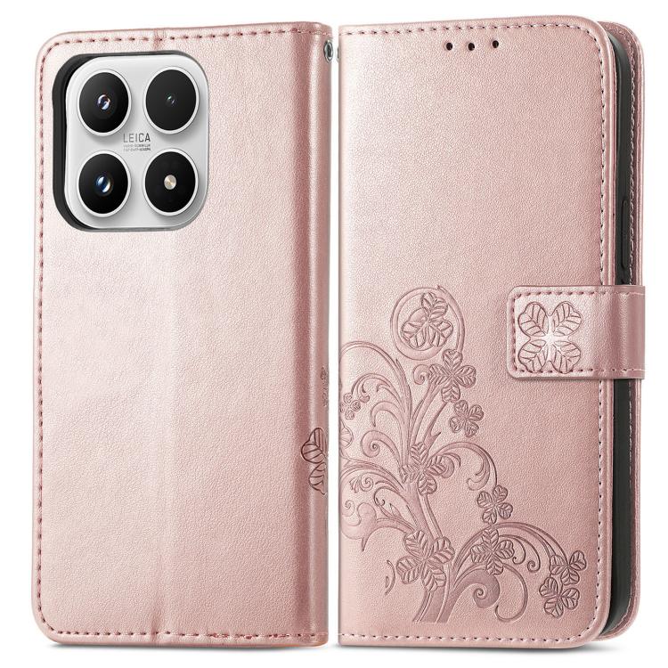 For Xiaomi 17 Four-leaf Clasp Embossed Buckle Leather Phone Case