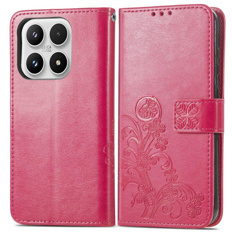 For Xiaomi 17 Four-leaf Clasp Embossed Buckle Leather Phone Case