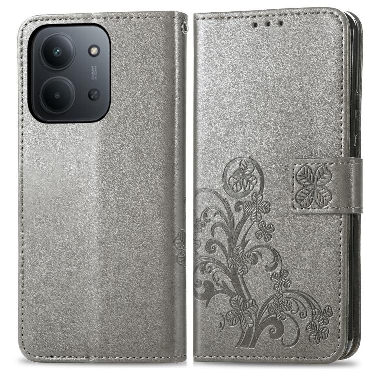 For Redmi 15C 5G / 4G Glodal 171mm Four-leaf Clasp Embossed Buckle Leather Phone Case
