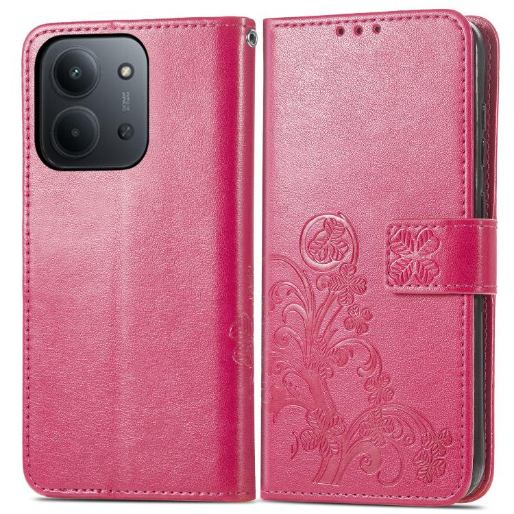 For Redmi 15C 5G / 4G Glodal 171mm Four-leaf Clasp Embossed Buckle Leather Phone Case