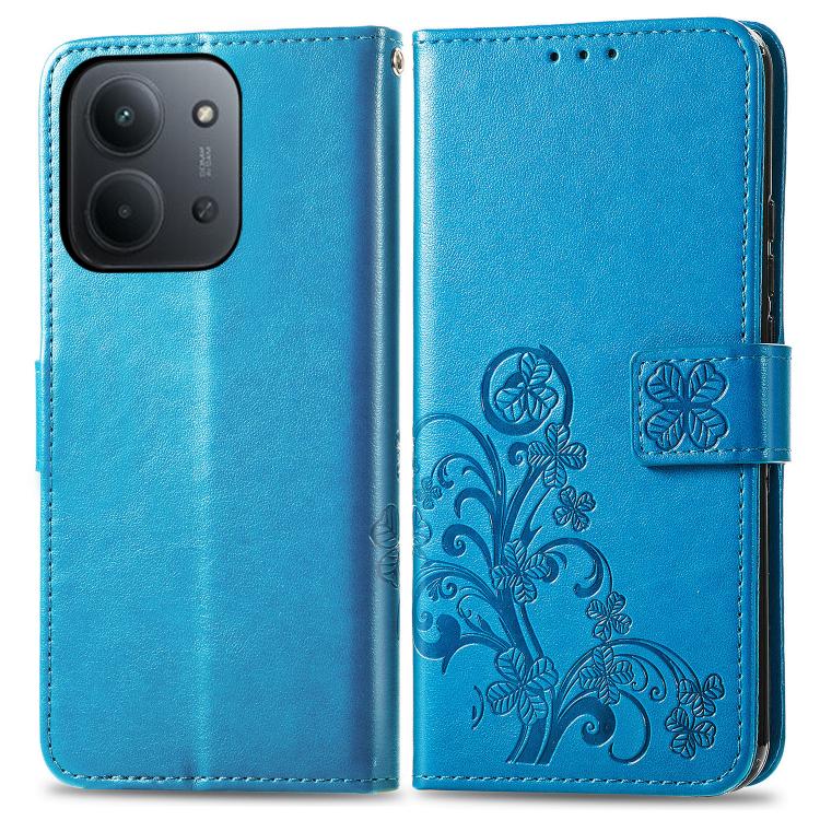 For Redmi 15C 5G / 4G Glodal 171mm Four-leaf Clasp Embossed Buckle Leather Phone Case
