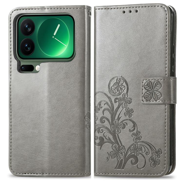 For Xiaomi 17 Pro Four-leaf Clasp Embossed Buckle Leather Phone Case