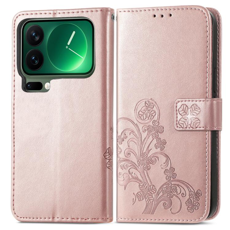 For Xiaomi 17 Pro Four-leaf Clasp Embossed Buckle Leather Phone Case