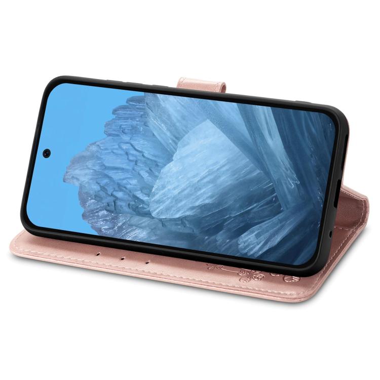 For Xiaomi 17 Pro Four-leaf Clasp Embossed Buckle Leather Phone Case