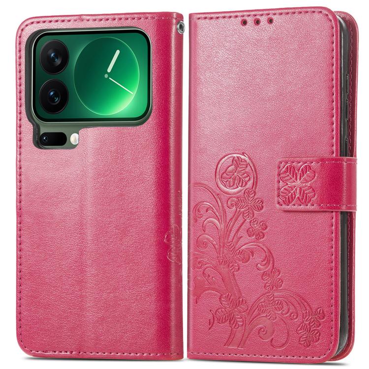 For Xiaomi 17 Pro Four-leaf Clasp Embossed Buckle Leather Phone Case