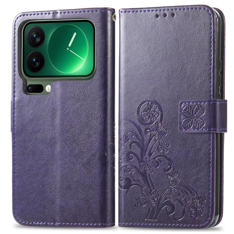 For Xiaomi 17 Pro Four-leaf Clasp Embossed Buckle Leather Phone Case