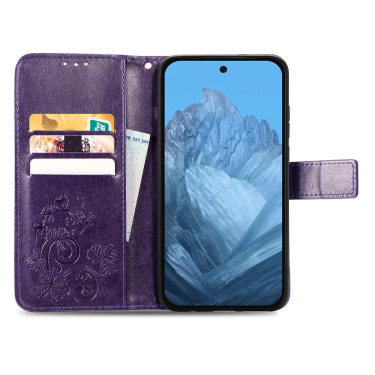 For Xiaomi 17 Pro Four-leaf Clasp Embossed Buckle Leather Phone Case