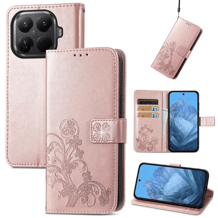 For Xiaomi 15T Pro Four-leaf Clasp Embossed Buckle Leather Phone Case