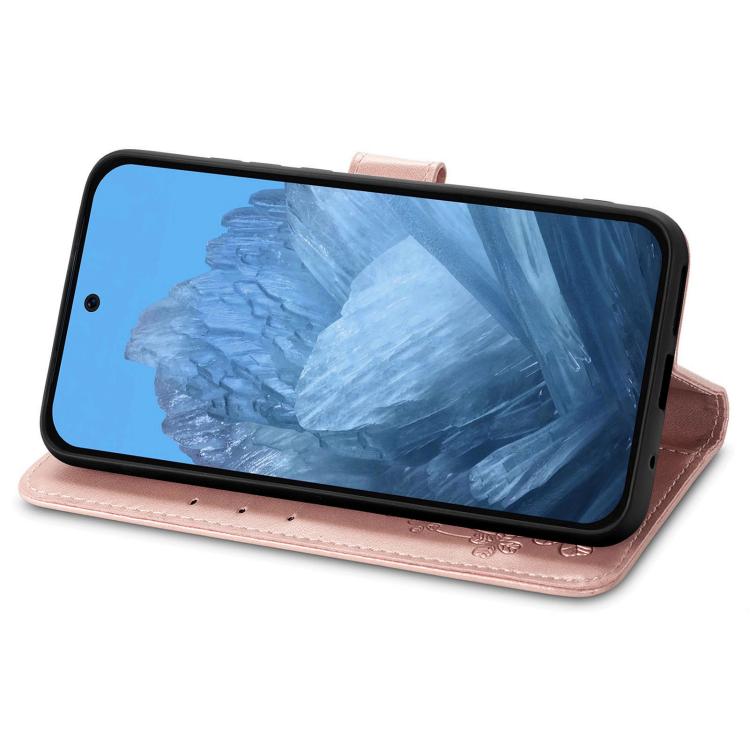For Xiaomi 15T Pro Four-leaf Clasp Embossed Buckle Leather Phone Case