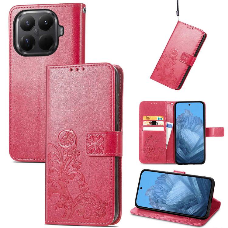 For Xiaomi 15T Pro Four-leaf Clasp Embossed Buckle Leather Phone Case