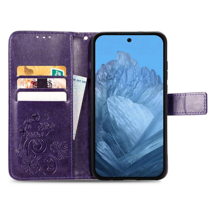For Xiaomi 15T Pro Four-leaf Clasp Embossed Buckle Leather Phone Case
