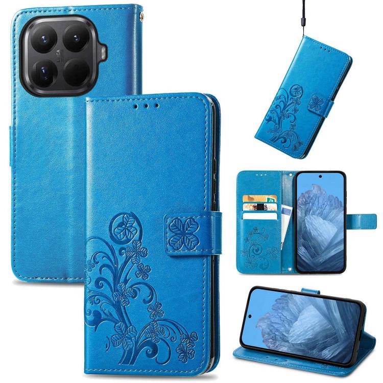 For Xiaomi 15T Pro Four-leaf Clasp Embossed Buckle Leather Phone Case