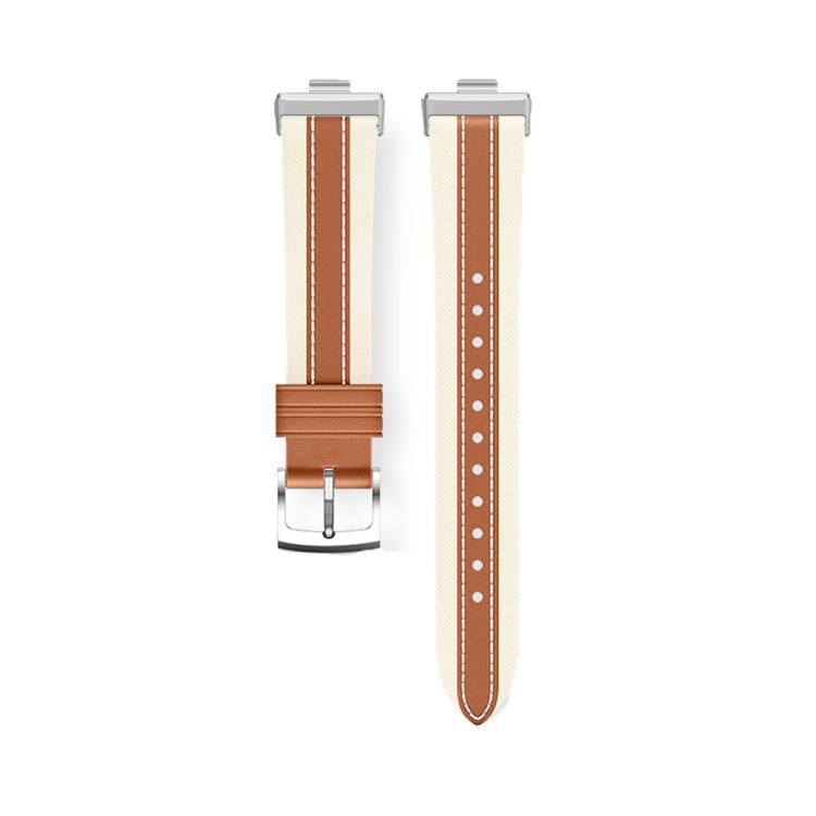 For Huawei Watch Fit4 / Fit4 Pro / Fit3 Genuine Leather Color Blocked Saddle Watch Band