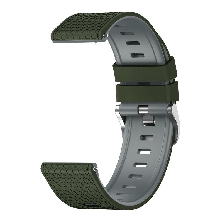 22mm Honeycomb Texture Two Color Silicone Watch Band