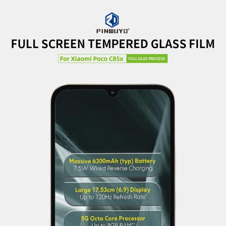 For Xiaomi Poco C85x 5G PINWUYO 9H 2.5D Full Screen Tempered Glass Film - Black