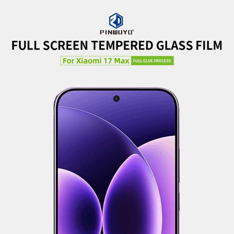 For Xiaomi 17 Max Unlock PINWUYO 9H 2.5D Full Screen Tempered Glass Film - Black