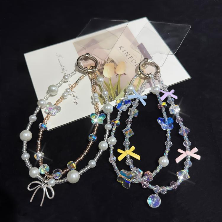 Butterfly Dream Pearl Whisper Iridescent Double-Layer Phone Chain
