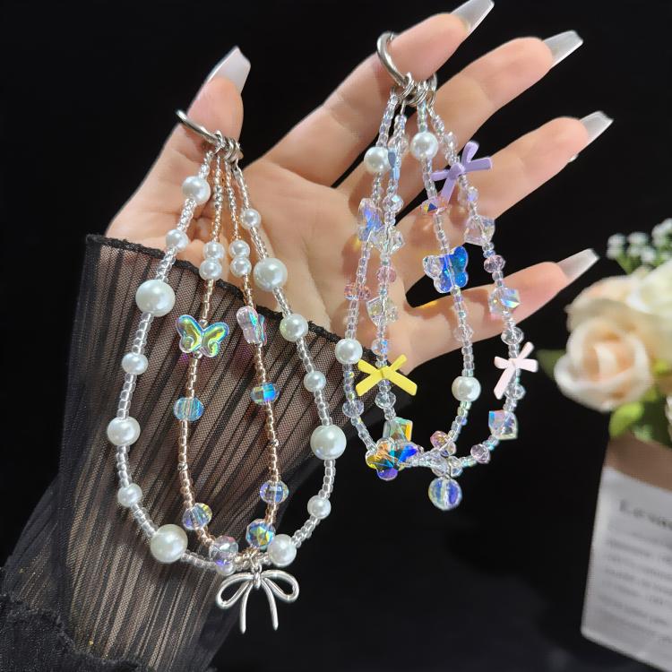 Butterfly Dream Pearl Whisper Iridescent Double-Layer Phone Chain