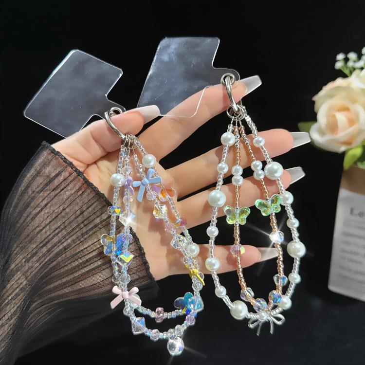 Butterfly Dream Pearl Whisper Iridescent Double-Layer Phone Chain