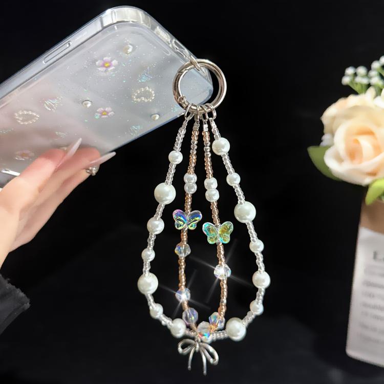 Butterfly Dream Pearl Whisper Iridescent Double-Layer Phone Chain