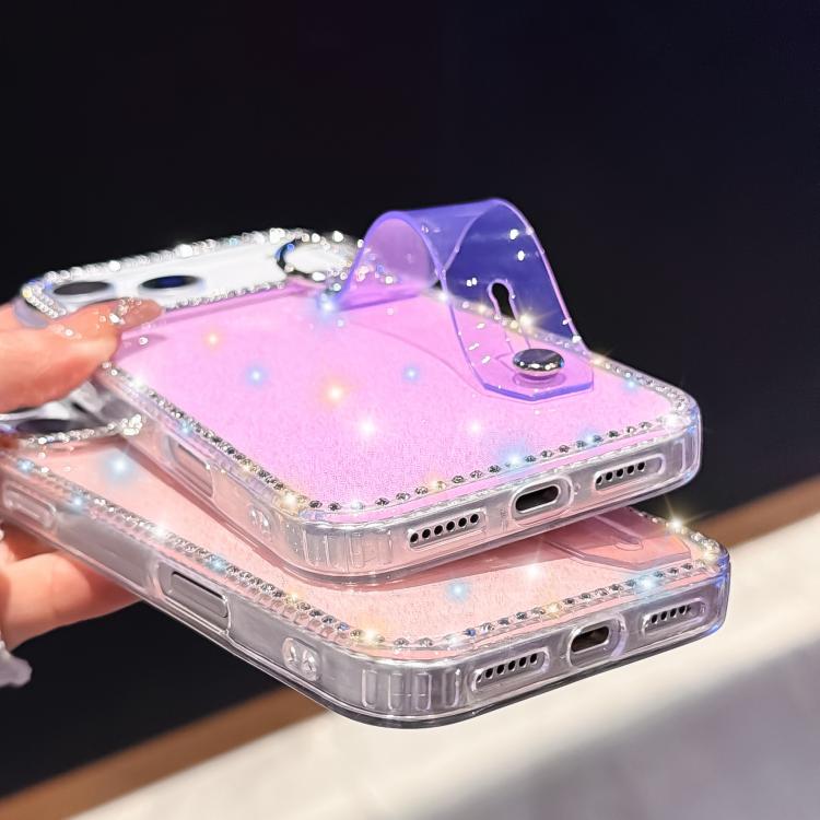 For iPhone 17 Pro Max Rhinestone Glitter Wristband Holder Phone Case