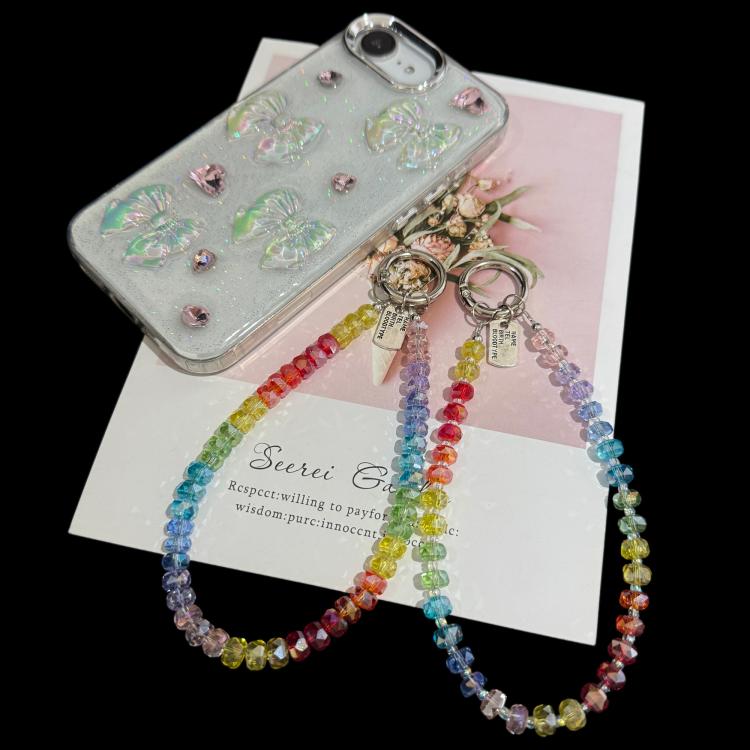 Alloy Tag Rainbow Crystal Phone Chain