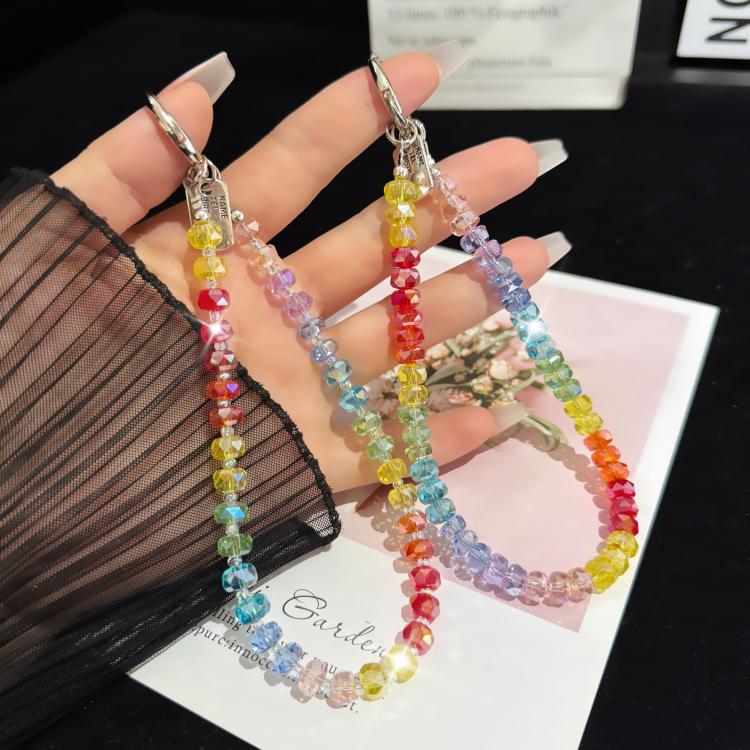 Alloy Tag Rainbow Crystal Phone Chain