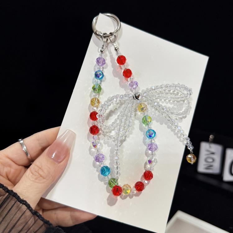 Whimsical Bow Colorful Bead Crystal Phone Chain