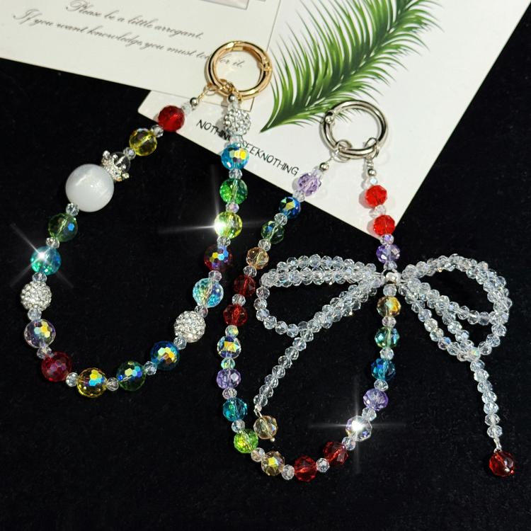 Whimsical Bow Colorful Bead Crystal Phone Chain