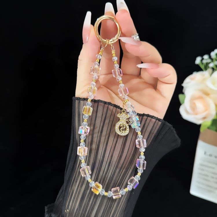 Prosperous Lucky Money Bag Cube Sugar Crystal Phone Chain