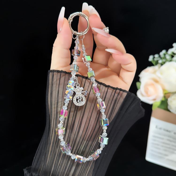 Prosperous Lucky Money Bag Cube Sugar Crystal Phone Chain