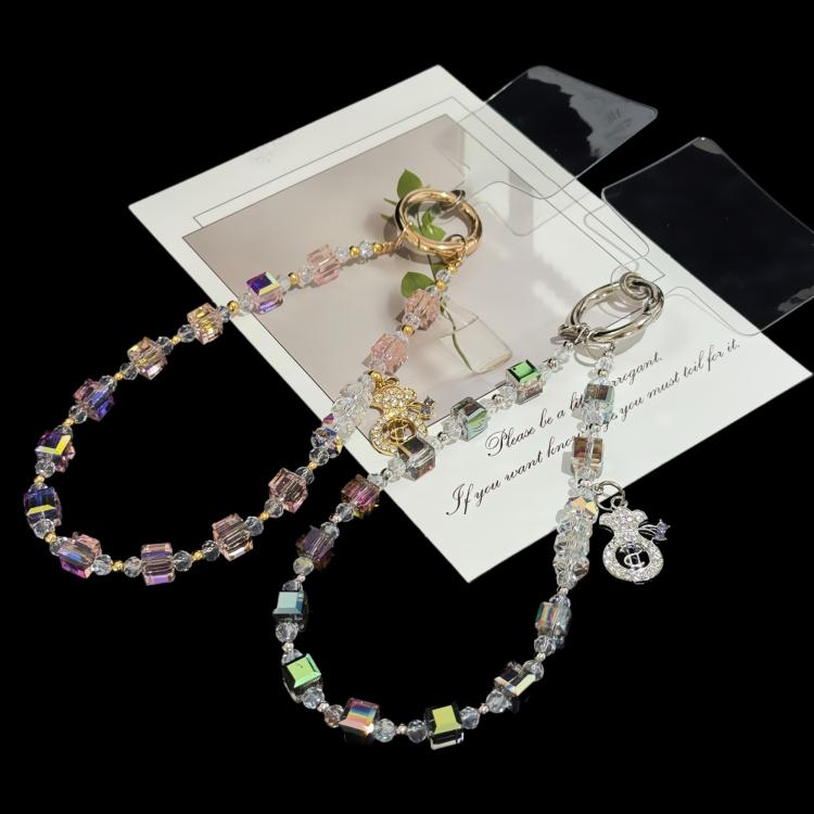 Prosperous Lucky Money Bag Cube Sugar Crystal Phone Chain