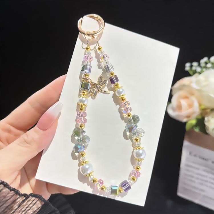 Tender Dragonfly Accent Pearl Crystal Phone Chain
