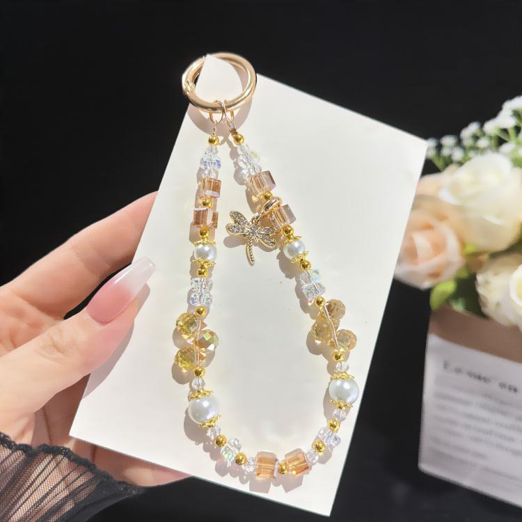 Tender Dragonfly Accent Pearl Crystal Phone Chain