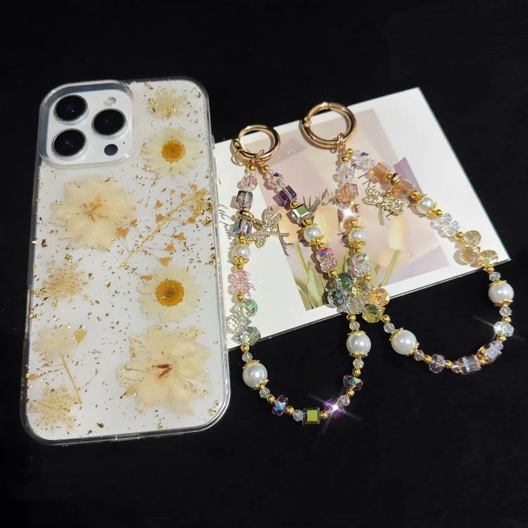 Tender Dragonfly Accent Pearl Crystal Phone Chain