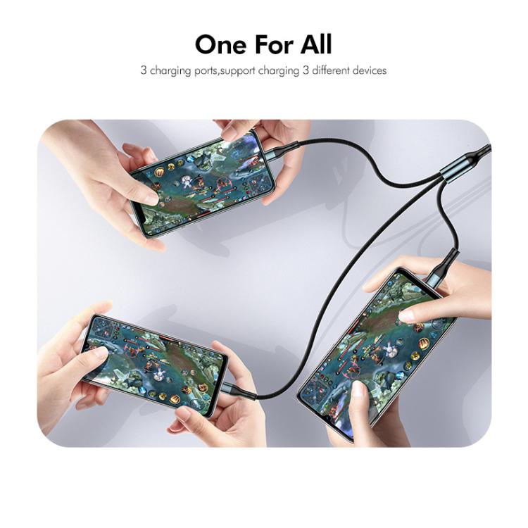 ENKAY 3-in-1 120W USB to 8 Pin / Type-C / Micro USB Nylon Braided Fast Charging Cable, Length: 1.2m