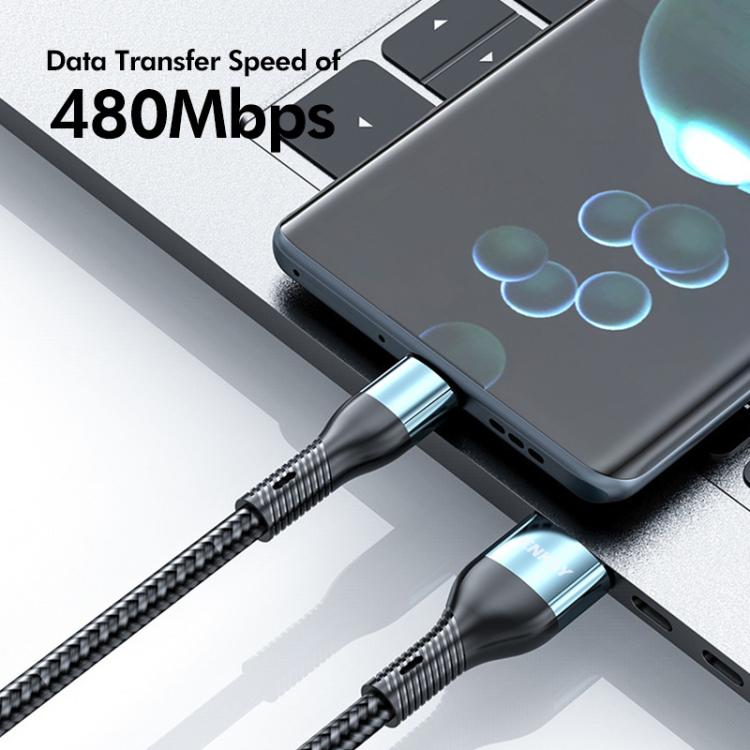 ENKAY 3-in-1 120W USB to 8 Pin / Type-C / Micro USB Nylon Braided Fast Charging Cable, Length: 1.2m