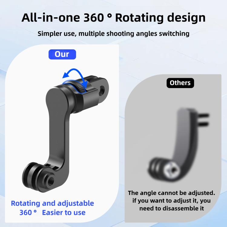 Centre Mounted Vertical Horizontal 360 Rotation Mount Adapter with Long Screw For GoPro Action Camera