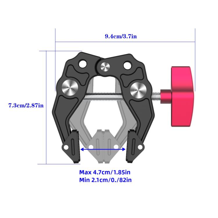 Multi-functional Aluminium Alloy Heavy-Duty Clamp Camera Extension Mount - Black