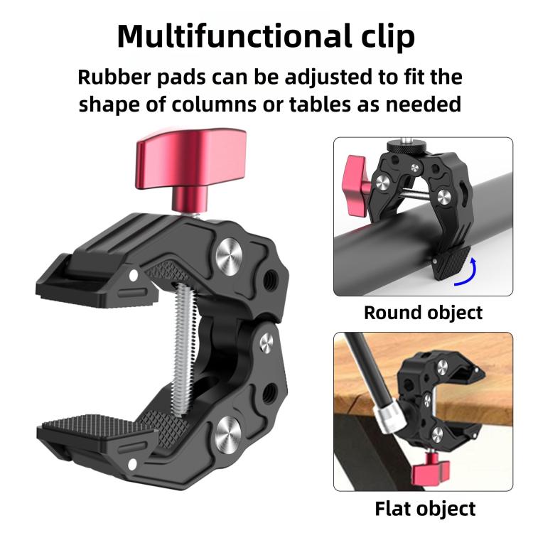 Multi-functional Aluminium Alloy Heavy-Duty Clamp Camera Extension Mount - Black